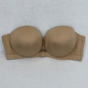 Cacique 46DD Strapless Bra Nude Beige Full‎ Coverage Underwire Smooth Plus Size